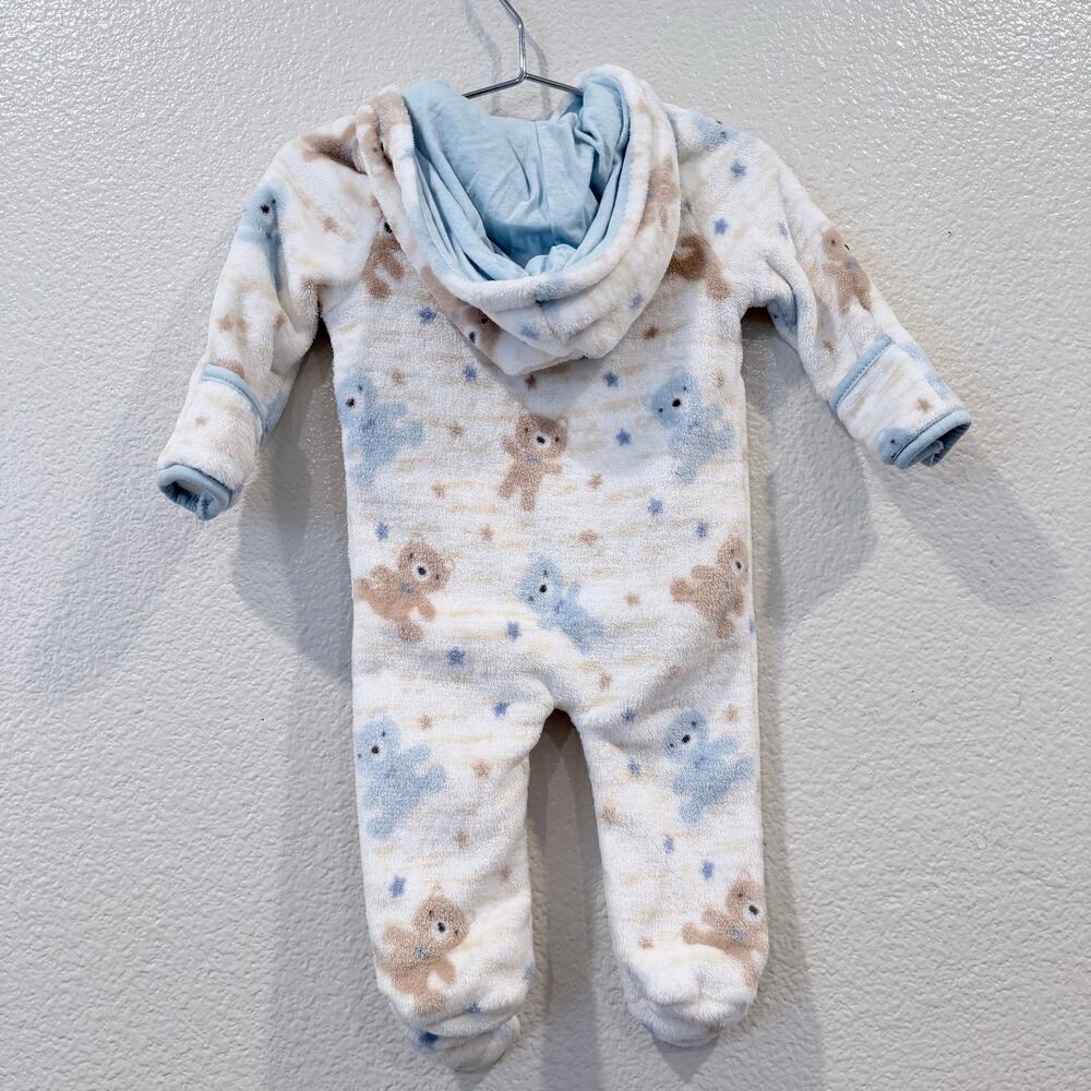 Little Beginnings Bear Star Furry Bunting Footie Onesie Ear Hoodie blue - Picture 3 of 4